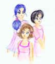 Three senshi based on Mercury - Miyuki (Aquaris), Ciel (Centrali) and Chikako (Myrkr)   (47118 bytes)