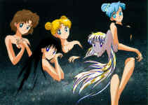 Chikako (Mykr), Koumi (Kessel), Mika (Yavin IV), Kirana (Omwat) , and Yukiko (Hoth) IN the stars by Minae (Honoghr)    (360084 bytes)
