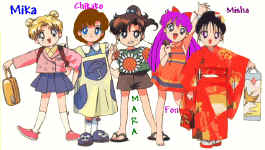 Mika (Yavin IV), Chikako (Myrkr), Mara/Hisui (Vjun), Fon (Teta), and Misha (Belsavis) as little kids by Sutaru (Corellia)    (307286 bytes)