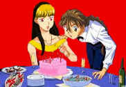 Tejina (Chibi Omwat) and Gareth staring at a cake??  by Kirana (Omwat)   (57676 bytes)
